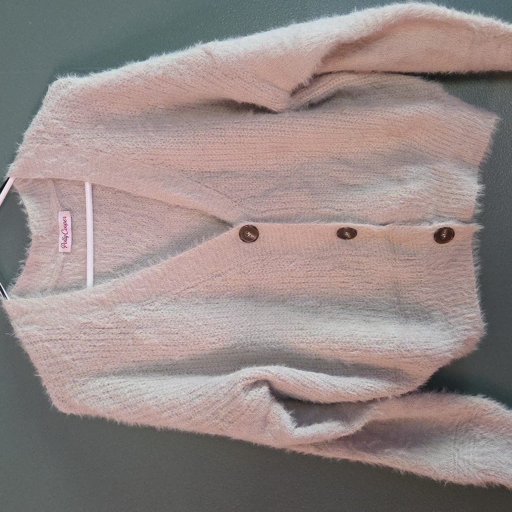 Beige Clover Soft Cream Button-Up Cardigan